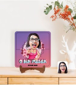 Resim Bk Gift Kişiye Özel O Bir Melek Karikatürlü Ahşap Standlı Puzzle Çerçeve-1 