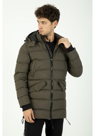 Resim Maraton Sportswear Regular Erkek Kapşonlu Uzun Kol Basic Haki Mont 21262-haki Haki 