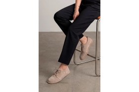 Resim Marjin Kadın Hakiki Deri Kadın Bağcıklı Maskülen Loafer Günlük Oxford Ayakkabı Bemor Bej Süet 