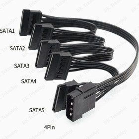 Resim BK Teknoloji Hdd/ssd Için 4pin Ide Molex To 5 Bağlantı Noktalı 15PIN Sata Güç Kablosu 
