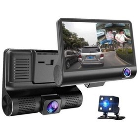 Resim Araç Içi Kamera Gece Görüşlü 3 Kameralı 4 Inç 1080p Yol Kayıt Kamerası Geri Vites 