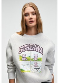 Resim PROGRISTO Kadın Puff Baskı Detaylı Regular Fit Grimelanj Sweatshirt 