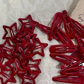 Resim 10 Şık Alaşım Saç Tokası - Kırmızı Yıldız ve Su Damlası Deseni, Kadınlar için Düz Renk Tokalar, Noel İçin En İyi 