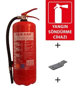 Resim YAN-SAV 6 kg Yangın Tüpü Yangın Tüpü Levhası Askı Aparatı ve Dübel Vida 4'lü Set 
