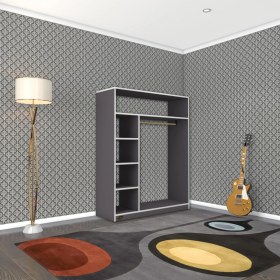 Resim Kenzlife giysi dolabı necmettin 150*120*40 gri gardırop 