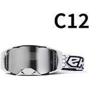 Resim Ccgloball Motosiklet Arazi Gözlüğü Gözlük Bisiklet Gözlüğü C12 Beyaz Çerçeve Siyah Beyaz Gümüş Filmli 