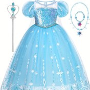 Resim Şık Kız Prenses Elbisesi ve Pelerin - Doğum Günü Partileri, Karnavallar & Noel Kutlamaları İçin Mükemmel - Polyester Karışımı, Kısa Kollu, Dolgusuz, Noel İçin En İyisi 