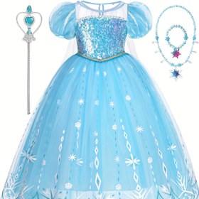 Resim Şık Kız Prenses Elbisesi ve Pelerin - Doğum Günü Partileri, Karnavallar & Noel Kutlamaları İçin Mükemmel - Polyester Karışımı, Kısa Kollu, Dolgusuz, Noel İçin En İyisi 