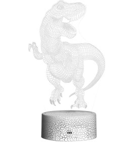 Resim Folinda Dinozor 3d Led Gece Lambası - Usb Akıllı Dokunmatik Kumandalı Renkli Stüdyo Işıklı Odalar İçin Dekoratif Hediyelik Aydınlatma Çatlak Tabanlı Diğer 