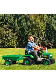 Resim Dolu Nuve Römorklu Pedallı Yeşil Traktör | 36+ Ay Çocuk Oyuncağı | 173 X 52 X 45 cm | Korna & Dayanıklı 