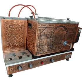 Resim 3 Demlikli Bakır Çay Kazanı Sadece Elektrikli Bakır Çay Semaveri Osmanlı Tuğra Model Çay Makinesi 