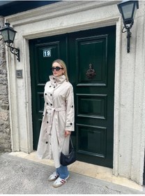 Resim Marbella Kadın Krem Full Düğmeli Dik Yaka Trençkot 