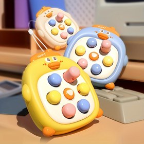 Resim 1 adet Sevimli Ördek Popper Oyunu - Çocuklar için renkli Fidget Oyuncak, Basit Buruşuk Tasarımı, Parlak Renkler, Küçük Çocuklar için İdeal Oyun ve Öğrenme, Eğitici Oyuncaklar 