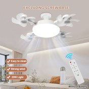 Resim LED Akıllı Tavan Fan Işığı - Uzaktan Kumandalı E27 / E26 Vida Bağlantı Noktası, Ayarlanabilir Parlaklık ve 3 Hız Ayarı, Yatak Odası, Oturma Odası, Çalışma, Mutfak ve Banyo için Uygun - Modern Tasarım, Tüm Mevsimler için Uygun (2'si 1 arada 4 Başlıklı Fan Işık) 