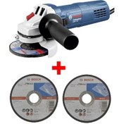 Resim Bosch GWS 750 Avuç Taşlama Makinesi 115mm Spiral + 2 Adet 115mm X 2.5mm Düz Metal Kesme Diski 