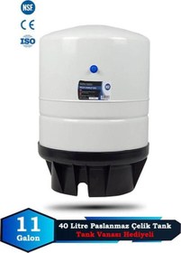 Resim Su Arıtma Cihazı Metal Genleşme Su Tankı 40 Lt NSF Belgeli Su Arıtma Deposu Tank Vanası Hediyeli 