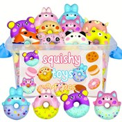 Resim 24'lü Paket Donut Squishy Oyalar, Yavaş Kabaran Şirin ve Hafif Basılabilen Figürler, Çocuk Doğum Günü Partisi Süslemeleri Okul Ödülleri Karnaval Kazanmalı Halloween Noel Temalı İkramlar Rastgele Renk, 1 Adet, 2 cm 