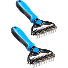 Resim Plastik Saplı Metal Kedi Köpek Bakım Kıtık Tüy Topak Açıcı Tarak 1adet 