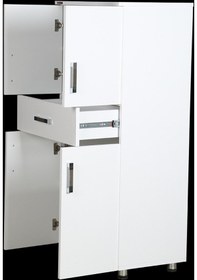 Resim Çok Amaçlı Dolap 130 cm Hard Parlak BEYAZ Suntalem 4Raf 1Çekmece Kutuda sevk El Yapım Beyaz 