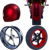 Resim Moto Rider 4'lü Sticker Seti Jet Siyah İç Dış Jant Şeridi Kask ve Çamurluk Çınar Extreme Çınar Extreme