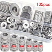 Resim 105 adet Paslanmaz Çelik Yıkama Çeşitli Seti, Parlatı Bitiş, M3-M10 Boyutları, Kolay Kurulum, Dayanıklı DIY, Makine, Elektronik, Profesyoneller ve Hobiçiler için 