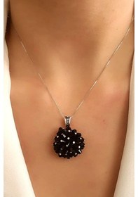 Resim Swarovski Taşlı Tasarım Gümüş Kolye 