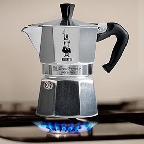 Resim Bialetti - Moka Express: 3 Cups Ocak Üstü Espresso Pişirici - 130ml - Gümüş Renk - Alüminyum Gövde - Patentli Güvenlik Valfi - Tüm Ocak Türleri İçin Uygundur (İndüksiyon Hariç) 