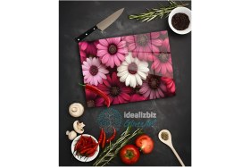 Resim Feyza Design Kırmızı Çiçekler Cam Kesme ve Sunum Tablası, Şık ve Fonksiyonel Tasarım 