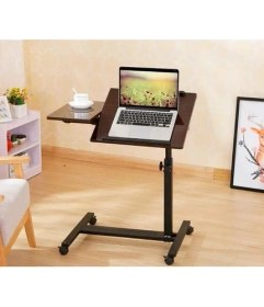 Resim Sayemons Yerden Yükseklik ve Eğim Ayarlı Mouse Bölmeli Tekerli Laptop Sehpası Bilgisayar Masası Siyah 