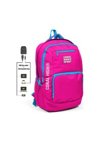 Resim Coral High Sport Pembe-mavi Laptop Bölmeli Sırt Çantası USB Çıkışlı 