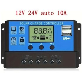 Resim Boatshop1 W88 Güneş Şarj Kontrol Cihazı 12v 24v Otomatik 10a 100a Güneş Paneli Kontrolörü 
