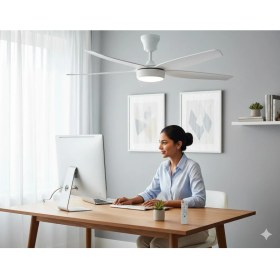 Resim SeckinStore Helios Rigel 85W 3 Renk Fonksiyonlu 56 Inç Uzaktan Kumandalı Dekoratif Tavan Vantilatörü HS-9306 Beyaz 