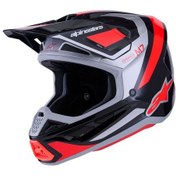 Resim Alpinestars Sm7 Rıs Off-Road Cross Kaskı Gümüş - Kırmızı - Siyah 
