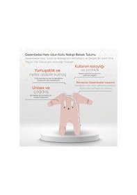 Resim Gezenbebe Hero Uzun Kollu Nakışlı Bebek Tulumu Pembe 
