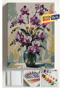 Resim Sayılarla Boyama Seti Numaralı Tuval Fırça Boya Dahil Kasnaklı Set 50x70 Cm - Pembe Orkide 