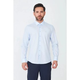 Resim White Stone Mavi Dynamic Fit Uzun Kollu Erkek Gömlek 