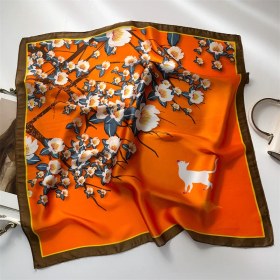 Resim Jump Rabbit Çizgili Eşarp Ipek Eşarp 70CM Küçük Kare Kafa Bandı Saç Türbanı Kravat Çanta (Yurt Dışından) 