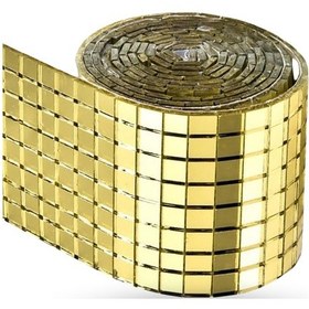 Resim Büro Ev Ofis Etkinik Dekoru İçin 30x30cm Yapışkanlı Kare Gold Cam Mozaik Fayans Aynalı Dekor Panel 