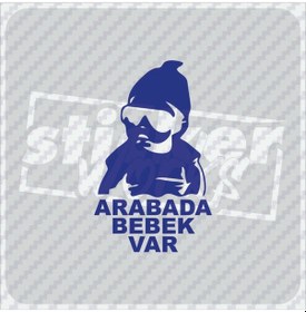 Resim Arabada Bebek Var Sticker Parlament Mavi 