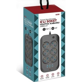 Resim Fulltech 6 Priz 3xusb 10A 2 Mt Kablo 2500W Akım Korumalı Priz Ftr-11 8551 