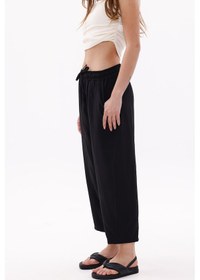 Resim Kadın Şalvar Cepli Ayrobin Şalvar Pantolon Ayarlanabilir Beli Lastikli Pantolon Kadın-şalvar Siyah 
