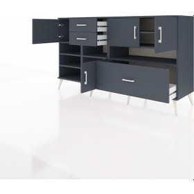 Resim Hyperion Konsol 7 Raflı 3 Çekmeceli 4 Kapaklı 176x44x99 Antrasit- Antrasit-antrasit 