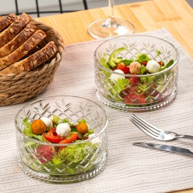 Resim Porsima 2li Kristal Cam Çerezlik Sunumluk Kase Seti Magnolya Kase Takımı 400 ml 
