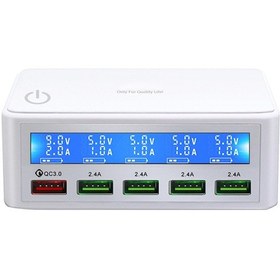 Resim Mufunye 50w Usb Şarj İstasyonu Çok Portlu Usb Hub Şarj Cihazı Qc 3.0 Lcd Ekranlı Usb Şarj Cihazı 5 P 