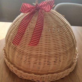 Resim Gamzenin Düşleri Rattan Hasır Kapaklı Kek Fanusu 