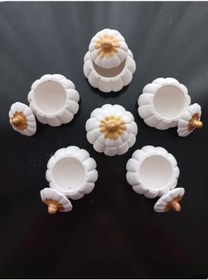 Resim Mini Balkabağı 6'lı Lokumluk, Kahve Yanı Sunumluk Beyaz Dekoratif Obje 01 