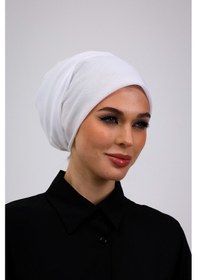 Resim Loggia İç Başörtüsü %100 Pamuklu Beyaz Tülbent - Kenarları Oyalı 90x90 Cm Kadın Tesettür Yazma Başörtü Beyaz 