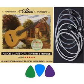 Resim FRANSUA Alice Normal Tension Klasik Gitar Tel Seti ve 3 Adet Pena ( Orjinal Ürün ) 