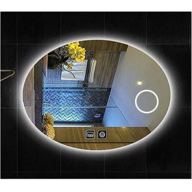 Resim Dnr-Mirror73x93 Cm Buğu Yapmayan Makyaj Aynalı Dokunmatik Beyaz Ledli Elips Banyo Aynası 