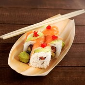Resim 50 Adet Tek Kullanımlık Ahşap Servis Tabakları - Bambuğdan Daha Dayanıklı, Kaplamasız Doğal Ahşap Desenli, Sushi, Meze ve Dip İçin Dayanıklı - Partiler, Piknikler, Kamp, Restoranlar & Catering için Mükemmel, Sürdürülebilir Servis Eşyaları, Meze Tabağı, Ev Eğlenceleri 